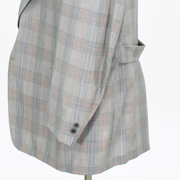 Vintage 1970s 46L Gray Check 2-Button Sport Coat Blazer Jacket B242 - Picture 6 of 11
